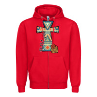 Red halleluljah aztec cross Zipper Hoodie - JahusDesignShop