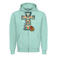 Seafoam halleluljah aztec cross Zipper Hoodie - JahusDesignShop