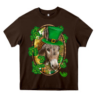 Chocolate Brown St. Patrick's day Donkey Heavy Core Tee - CowGirlArtShop