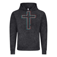 Vintage Black A Neon Christian Cross Vintage Hoodie - artisFamous