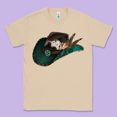 Cowhide Flowers Cowboy Hat Classic Tee Designed By Jasminsmagicworld