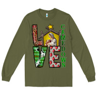Army Green Love Come Down Long Sleeve Tee - CowhideDigitalArt