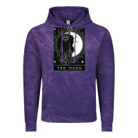 Cloud Purple tarot card crescent moon and cat graphic Vintage Hoodie - artisFamous