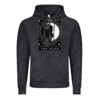 Vintage Black tarot card crescent moon and cat graphic Vintage Hoodie - artisFamous