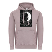 Vintage Zinc tarot card crescent moon and cat graphic Vintage Hoodie - artisFamous