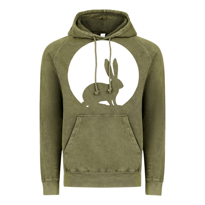 Bunny And Full Moon Funny Vintage Hoodie by artisFamous | Teevron