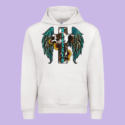 Western Wings Cross Blessed Urban Hoodie Designed By Ranaportraitstore