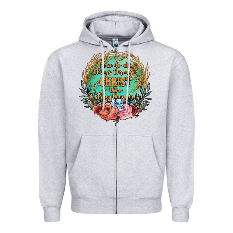 I Can Do All Things Through Christ Who Strenghtens Me Zipper Hoodie by JahusDesignShop | Teevron