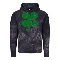 Cloud Black distressed green four leaf clover Vintage Hoodie - artisFamous