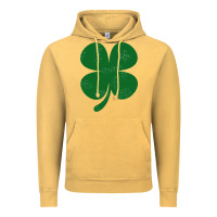 Vintage Mustard distressed green four leaf clover Vintage Hoodie - artisFamous