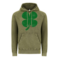 Vintage Olive distressed green four leaf clover Vintage Hoodie - artisFamous