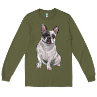 Army Green white black french bulldog Long Sleeve Tee - LillyAllenDesigns