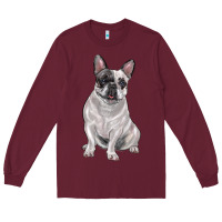 Burgundy white black french bulldog Long Sleeve Tee - LillyAllenDesigns