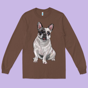 White Black French Bulldog Long Sleeve Tee Designed By Lillyallendesigns