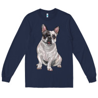 Navy white black french bulldog Long Sleeve Tee - LillyAllenDesigns