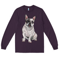 Plum white black french bulldog Long Sleeve Tee - LillyAllenDesigns