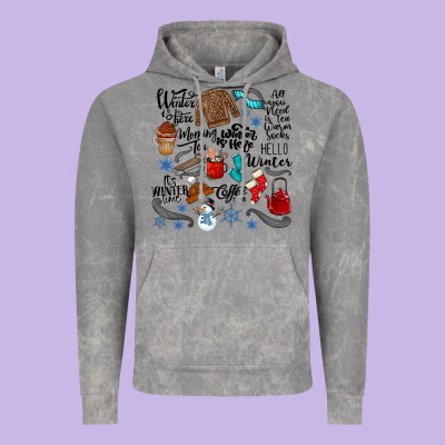 Winter Festive Essentials Vintage Hoodie Designed By Cowhidedigitalart