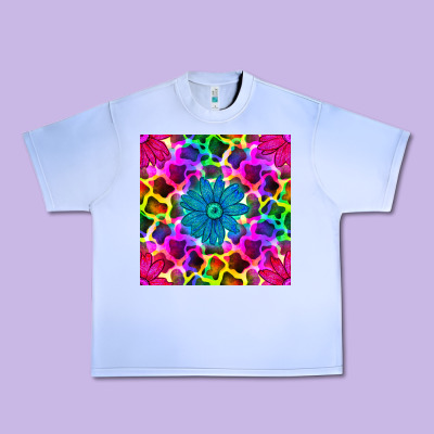 Neon Cowhide With Flower Seamless Pattern Urban Heavy Tee Designed By Bundleandbundleshop
