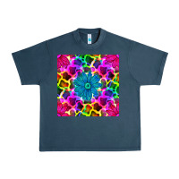 Midnight Navy neon cowhide with flower seamless pattern Urban Heavy Tee - BundleAndBundleShop