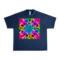 Navy neon cowhide with flower seamless pattern Urban Heavy Tee - BundleAndBundleShop