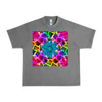 Tornado neon cowhide with flower seamless pattern Urban Heavy Tee - BundleAndBundleShop