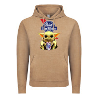 Vintage Coffee Baby Yoda Hugs Pabst Blue Ribbon Beer Vintage Hoodie - artisFamous