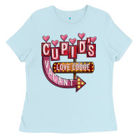 Baby Blue Valentines Day Cupid's Love Lodge Ladies Tee - FaDigitalArtStudio