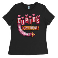 Black Valentines Day Cupid's Love Lodge Ladies Tee - FaDigitalArtStudio