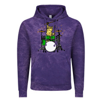 Cloud Purple drummer cat music lover musician playing the drums Vintage Hoodie - artisFamous