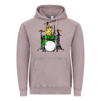 Vintage Zinc drummer cat music lover musician playing the drums Vintage Hoodie - artisFamous