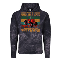 Cloud Black never underestimate an old man with a tractor retro vintage Vintage Hoodie - artisFamous