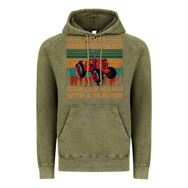 Never Underestimate An Old Man With A Tractor Retro Vintage Vintage Hoodie by artisFamous | Teevron