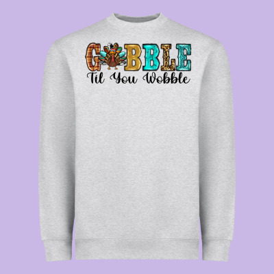 Gobble Til You Wobble Thanksgiving Turkey Heavyweight Sweatshirt Designed By Ranaportraitstore