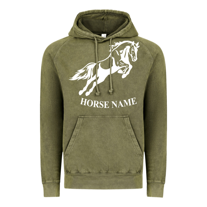 Personalised Horse Printed Equestrian Riding Cob Jumping Rider Horse Vintage Hoodie by artisFamous | Teevron