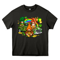 Asphalt St. Patrick's Day gnomies with leopard tumbler Heavy Core Tee - HowdyJamesFarm