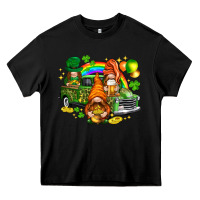 Black St. Patrick's Day gnomies with leopard tumbler Heavy Core Tee - HowdyJamesFarm