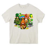 Cream St. Patrick's Day gnomies with leopard tumbler Heavy Core Tee - HowdyJamesFarm