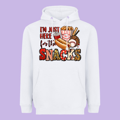 I'm Just Here For The Snacks Baseball Heavyweight Hoodie Designed By Jasminsmagicworld