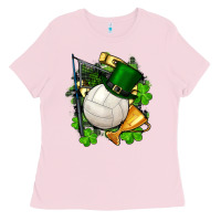 Bubblegum Pink st.patrick's day volleyball Ladies Tee - FaDigitalArtStudio
