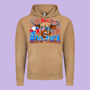 Moo Rica Vintage Hoodie Designed By Cowhidedigitalart