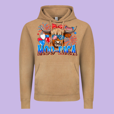 Moo Rica Vintage Hoodie Designed By Cowhidedigitalart