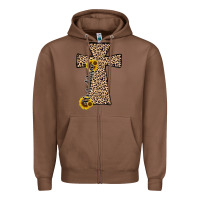 Chestnut he is risen leopard cross Zipper Hoodie - JahusDesignShop