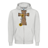 Dove Grey he is risen leopard cross Zipper Hoodie - JahusDesignShop