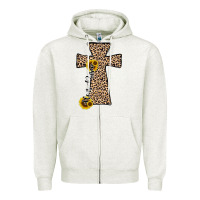 Oatmeal Heather he is risen leopard cross Zipper Hoodie - JahusDesignShop