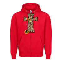 Red he is risen leopard cross Zipper Hoodie - JahusDesignShop