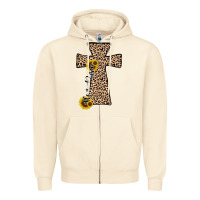Sandshell he is risen leopard cross Zipper Hoodie - JahusDesignShop