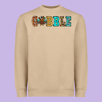Gobble Thanksgiving Turkey Heavyweight Sweatshirt Designed By Ranaportraitstore