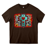 Chocolate Brown Christmas cross with background Heavy Core Tee - Jasminsmagicworld