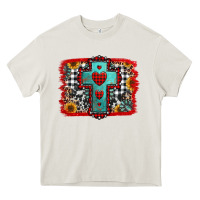 Cream Christmas cross with background Heavy Core Tee - Jasminsmagicworld