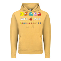 Vintage Mustard cool retro 80s pacman ghosts video games Vintage Hoodie - artisFamous